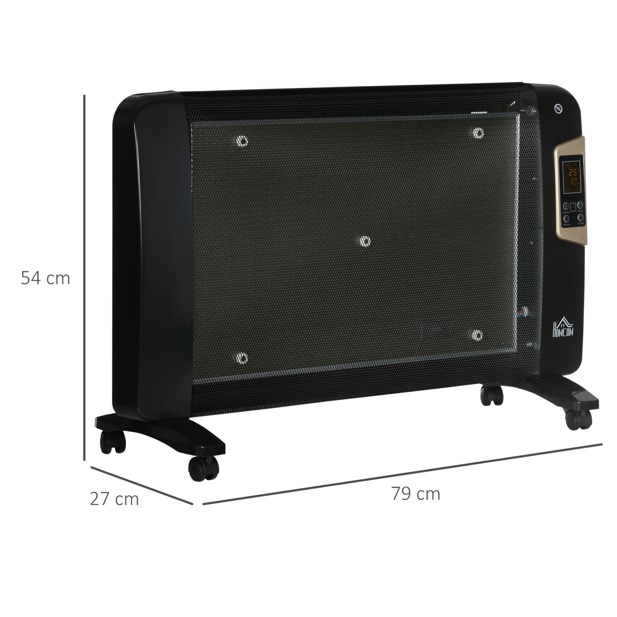 Adjustable Electric Space Heater with Remote - 1000W/2000W, Black