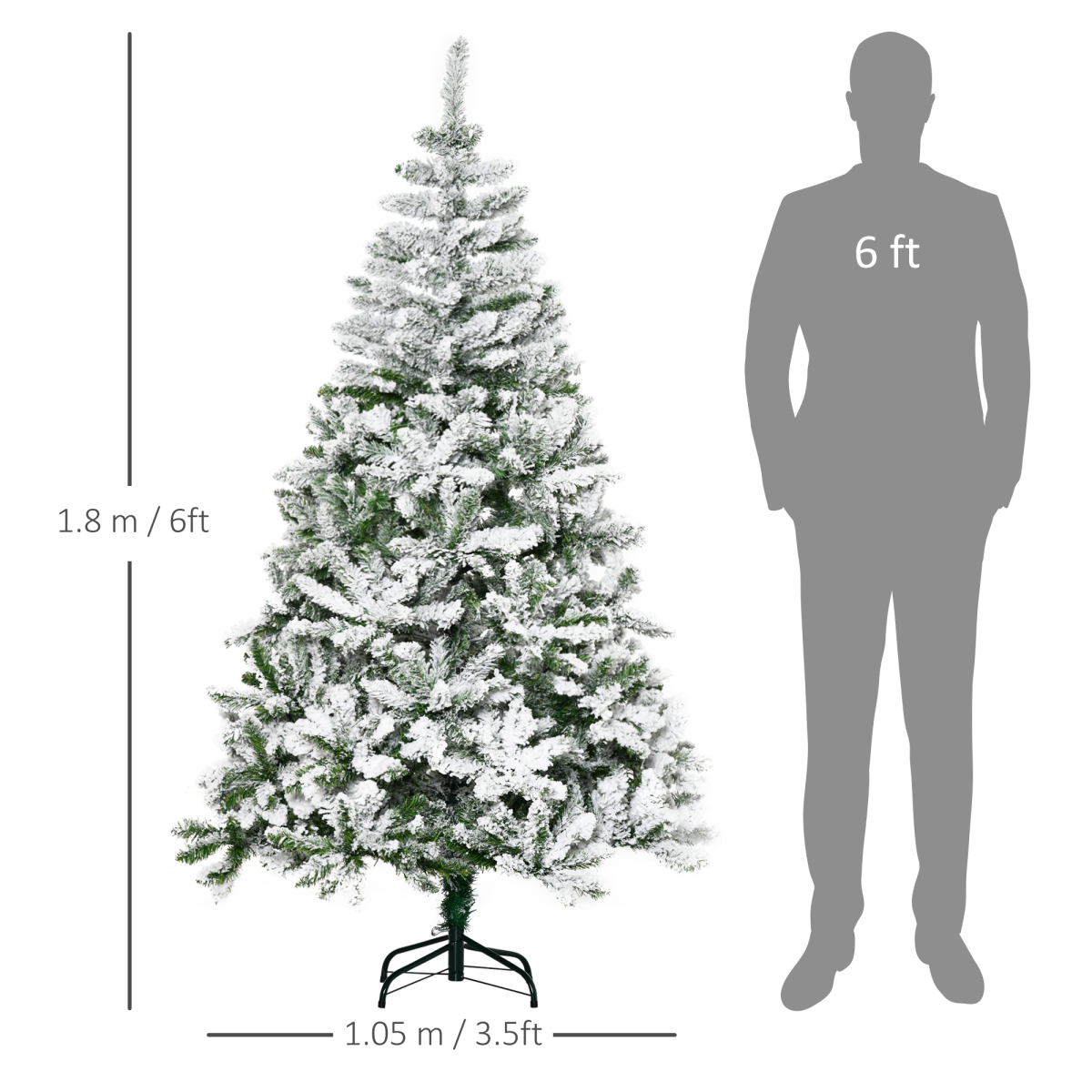 6ft Snow-Flocked Artificial Christmas Tree with Realistic Branch Tips