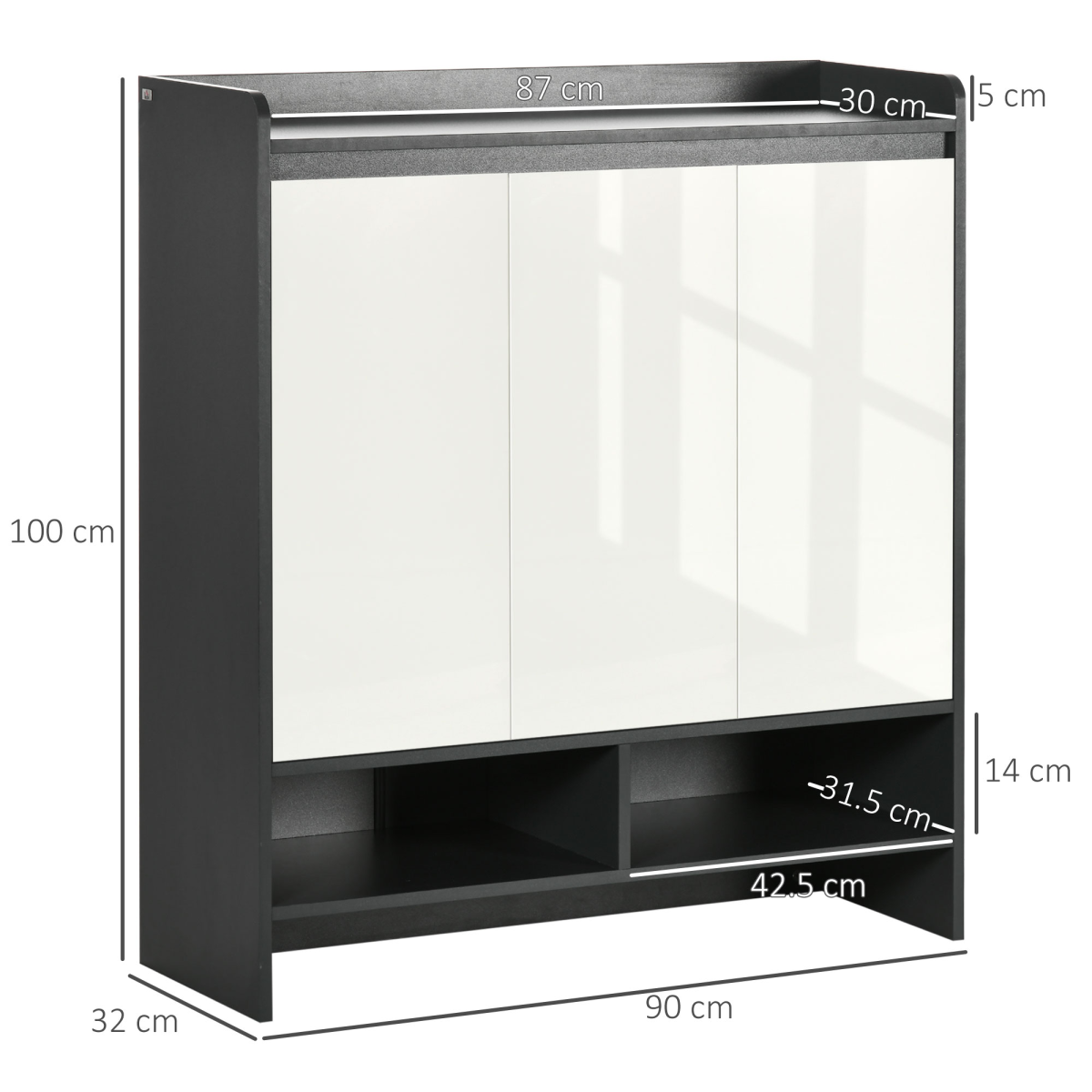 Hallway Shoe Cabinet with Open Compartment & Adjustable Shelves