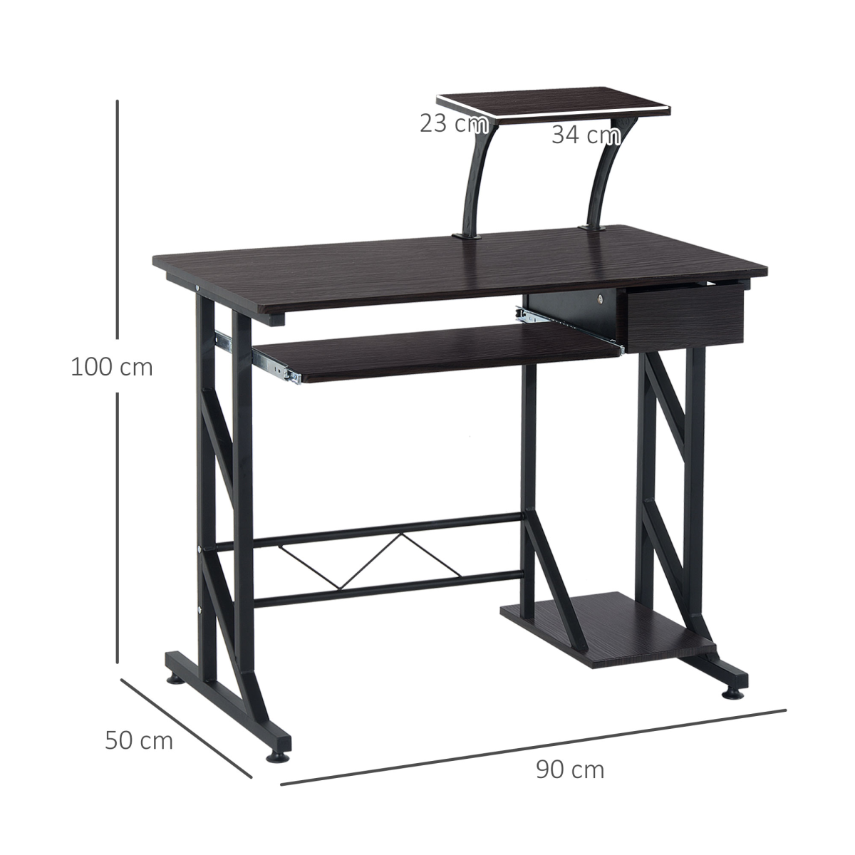 Compact & Stylish Home Office Desk with Sliding Tray, Storage & Stability