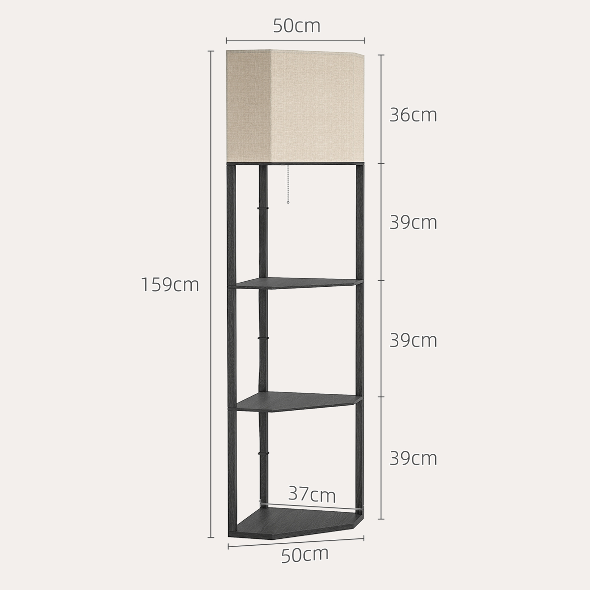 Elegant Corner Floor Lamp with Shelves - Modern Illuminate & Organize