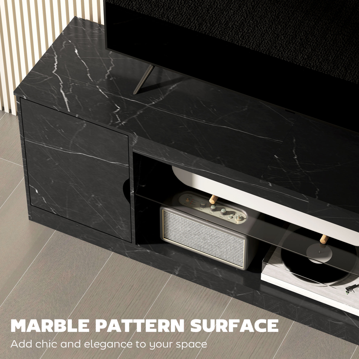 Chic Marble Effect TV Stand for 55" TVs - Stylish & Functional Design
