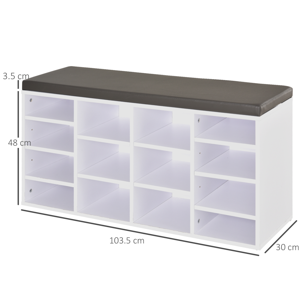 Stylish PU Leather 14-Compartment Shoe Storage Bench for Ultimate Organization