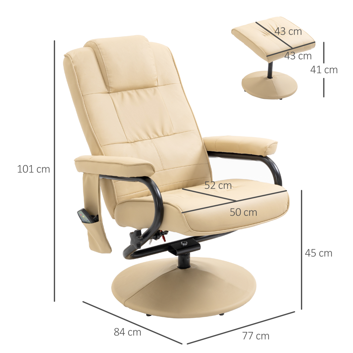 Luxurious Cream Recliner Chair with Massage & Footrest – Ultimate Comfort