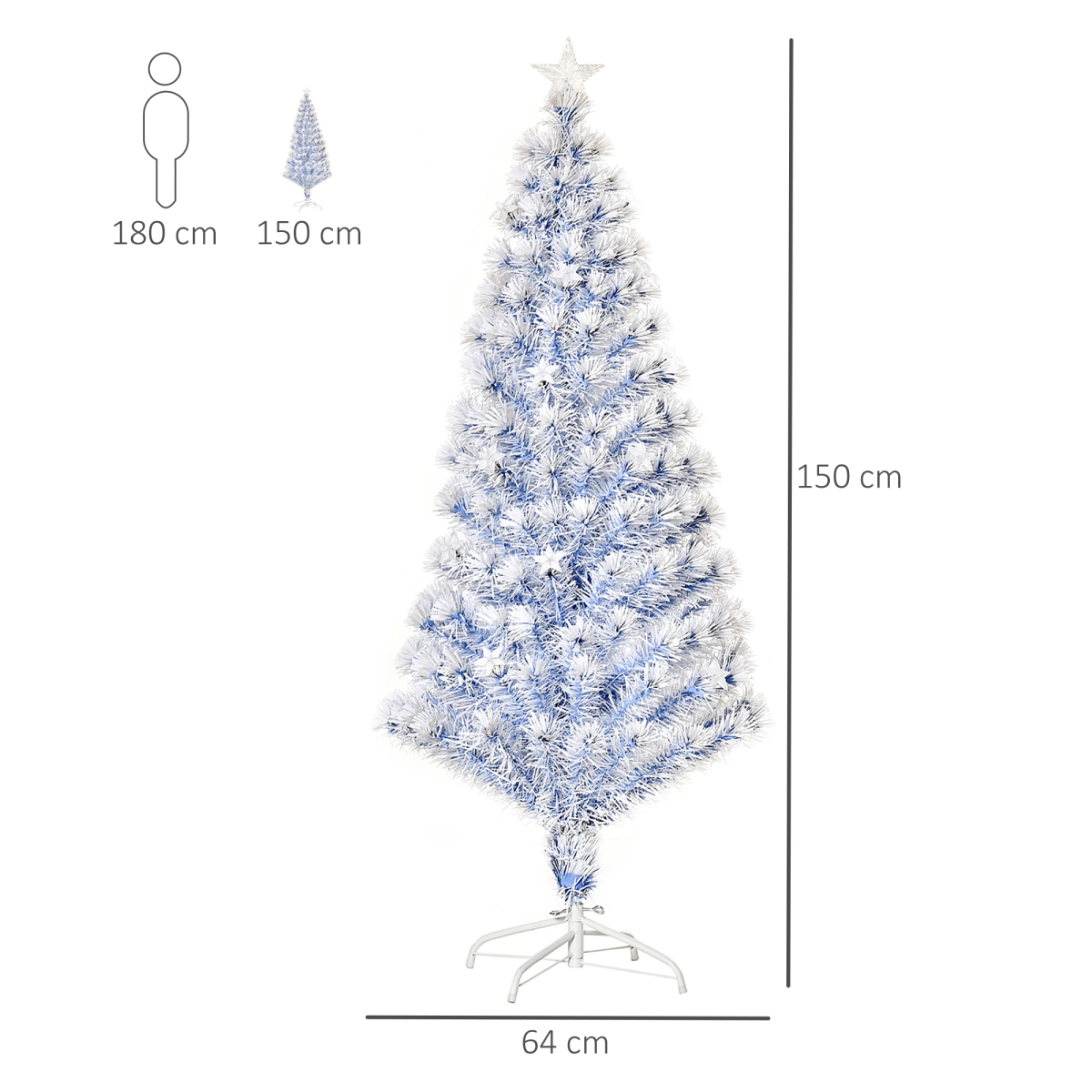 5FT White-Blue LED Artificial Fibre Christmas Tree, 21 LEDs, Easy Store