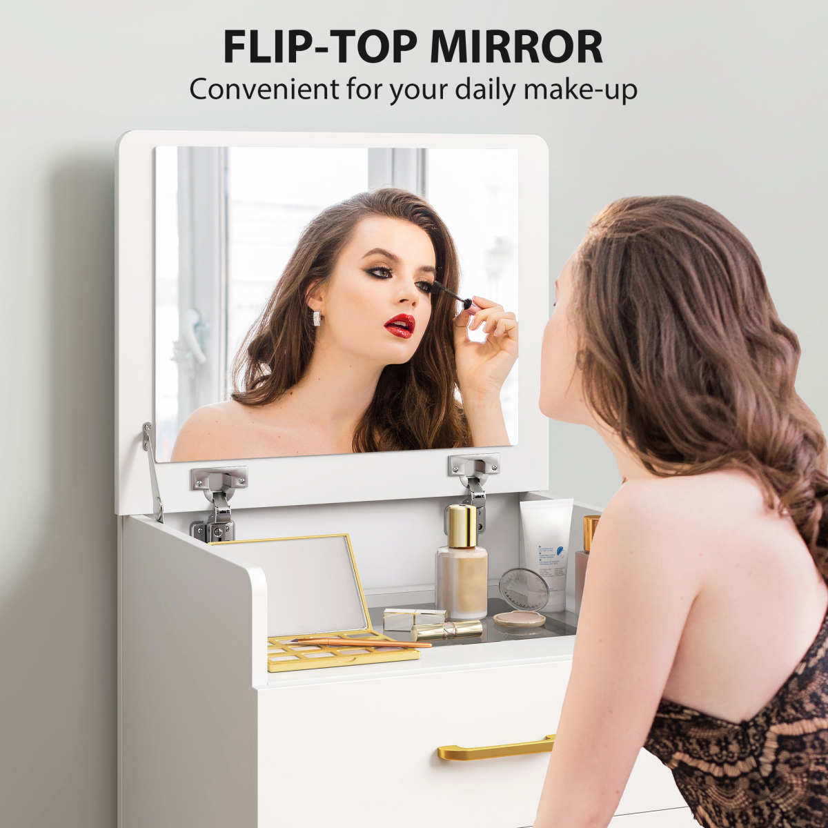 Versatile 3-in-1 Vanity Desk with Mirror & Cushioned Stool