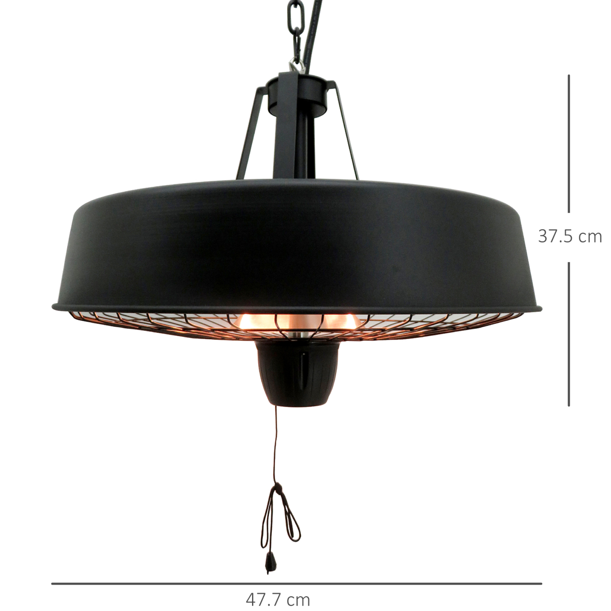 Versatile Hanging Infrared Heater: 1000/2500W Halogen Light for Year-Round Comfort