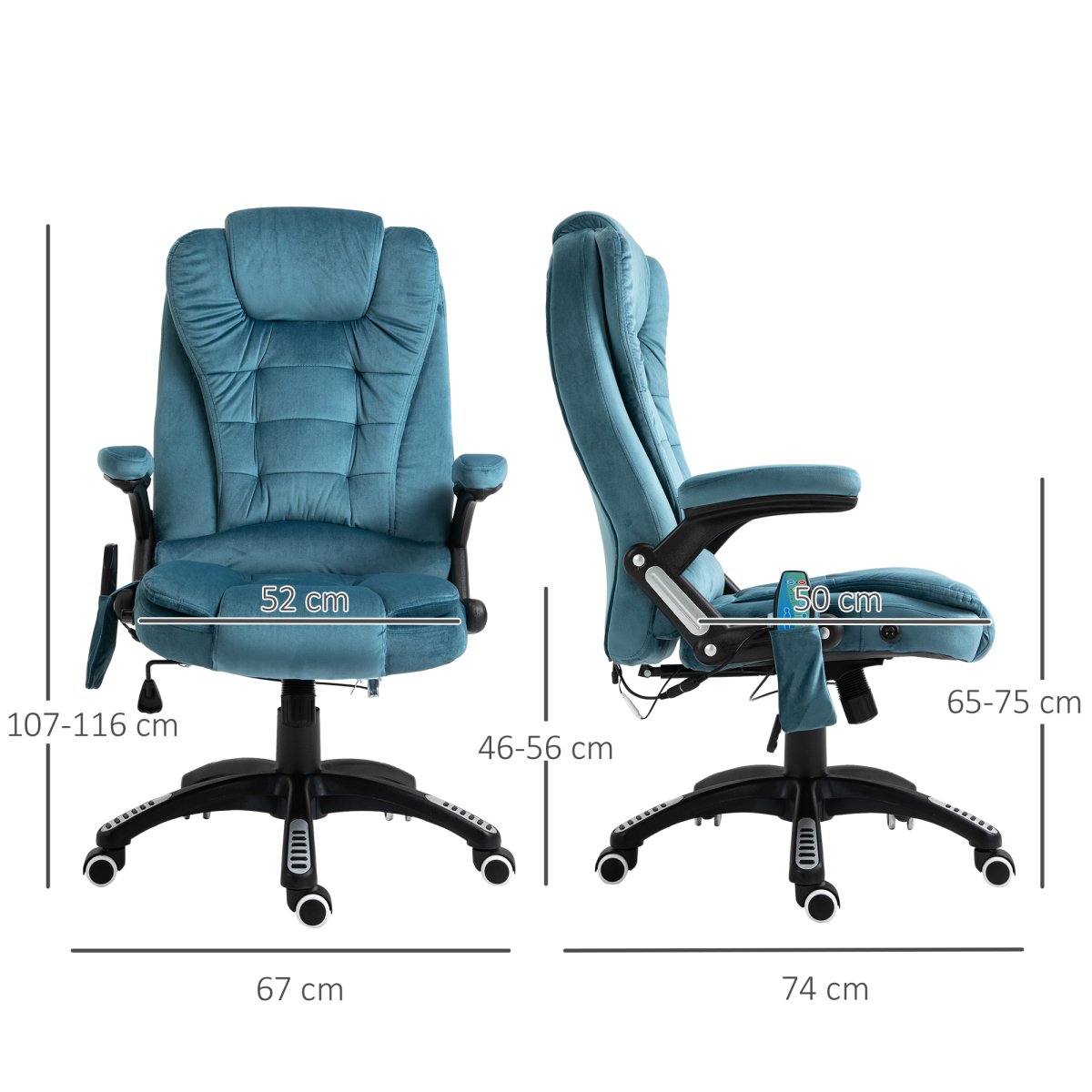 Ultimate Comfort Executive Reclining Chair with Massage & Heating - Blue