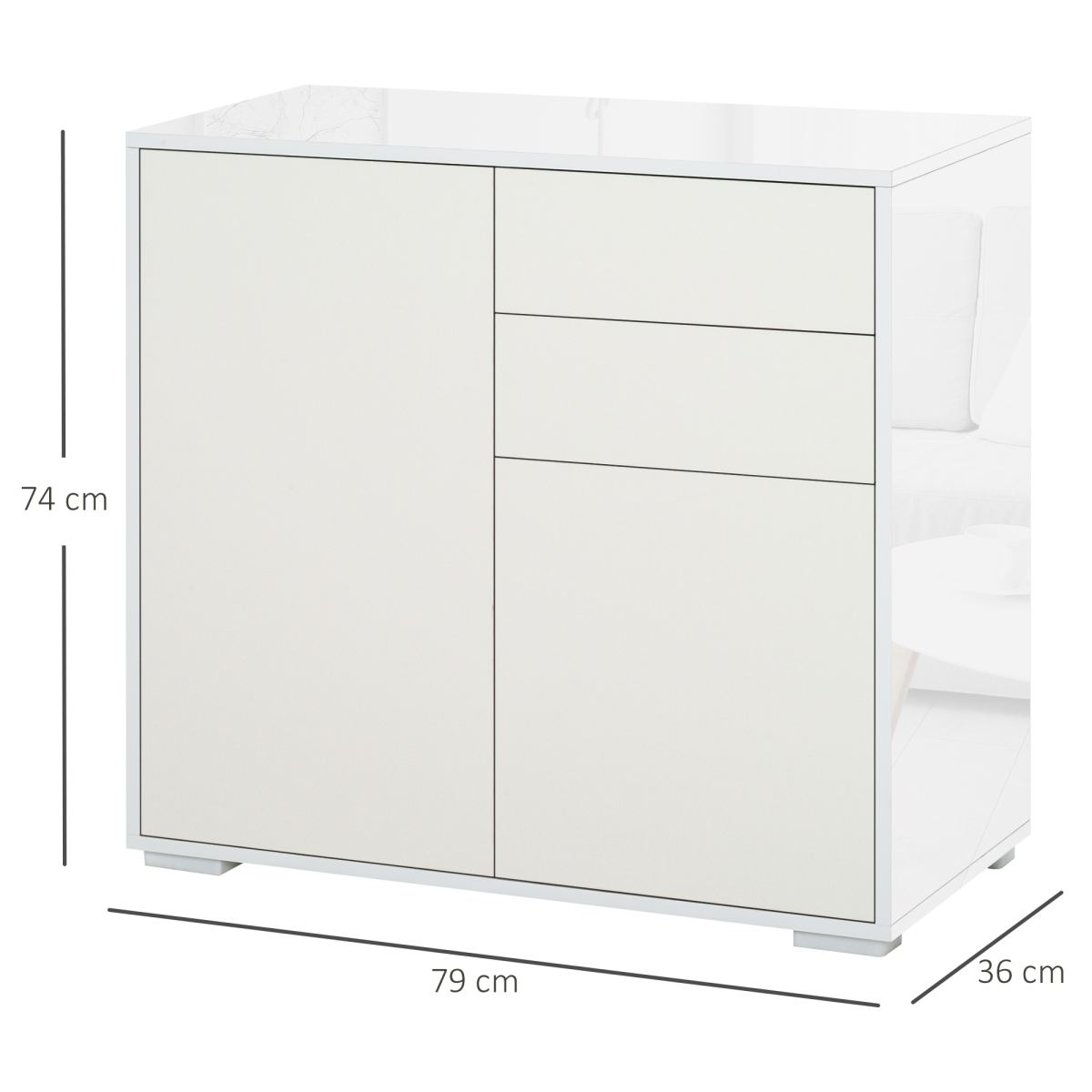 Elegant Dual-Finish Storage Cabinet with Push Open Drawers for Home Office