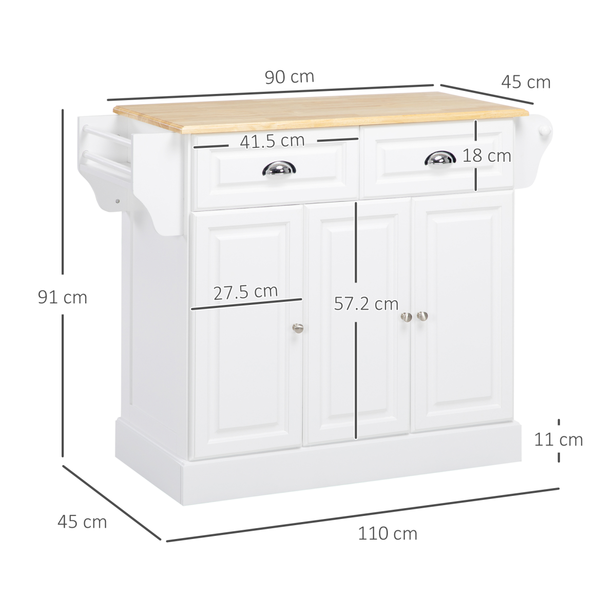Versatile Rolling Kitchen Island Trolley with Adjustable Shelves & Storage
