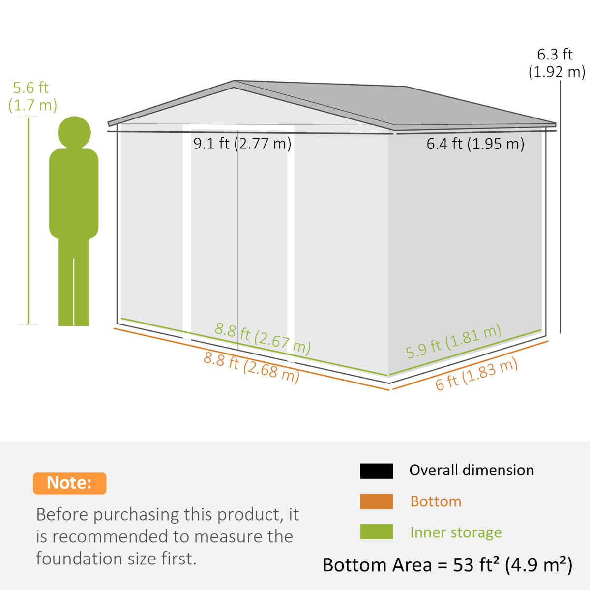 Premium Large Garden Shed Storage with Sliding Doors - Metal Roof, Silver