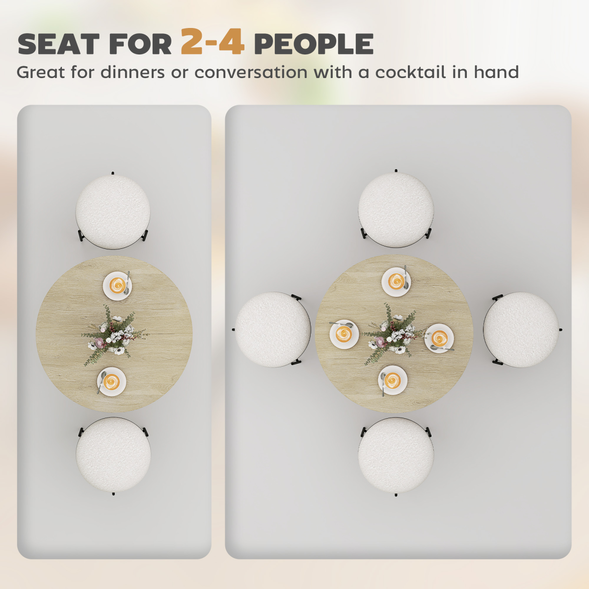 Compact Industrial Round Dining Table - Chic Oak & Steel Design