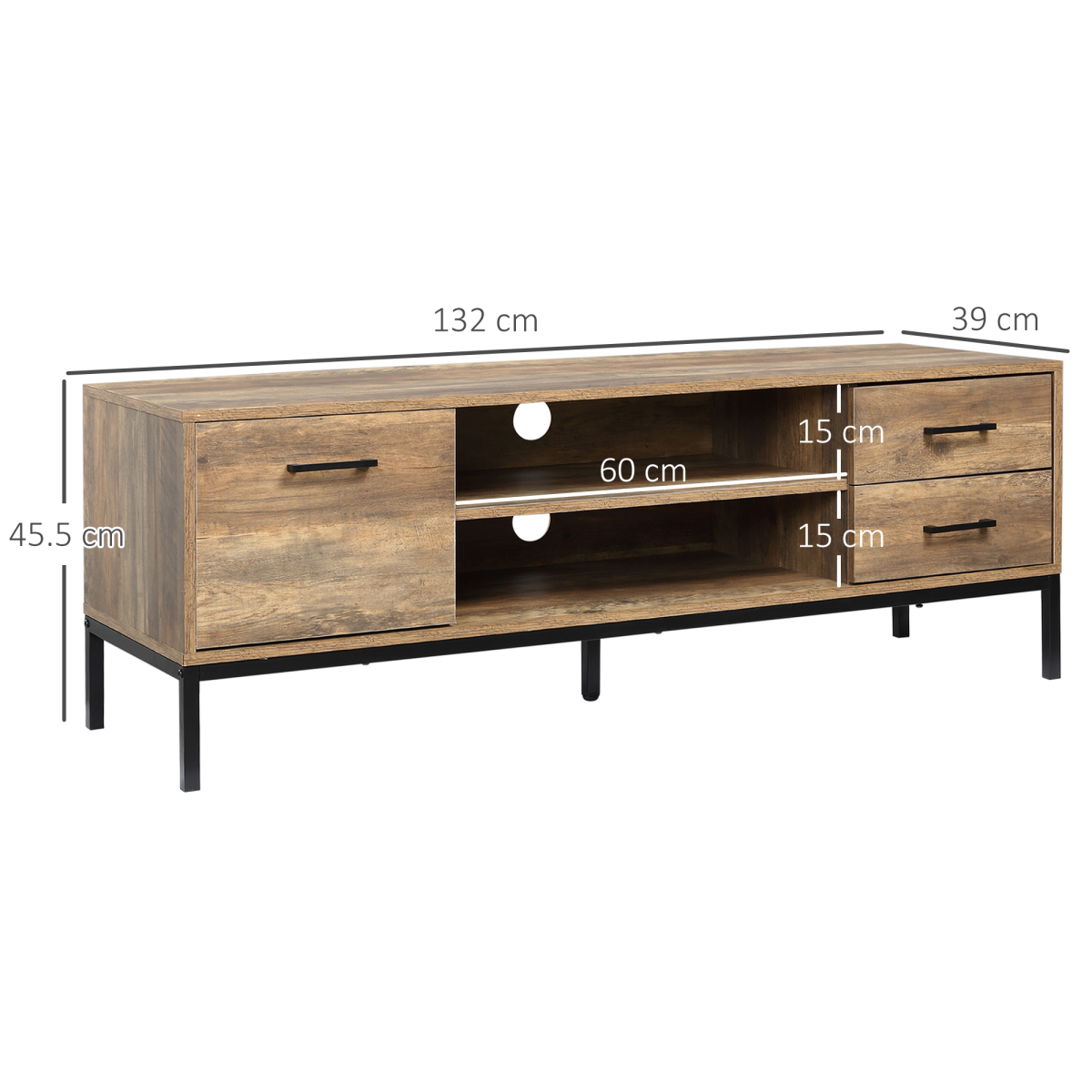 Industrial Chic TV Stand for 50” TVs with Ample Storage & Style
