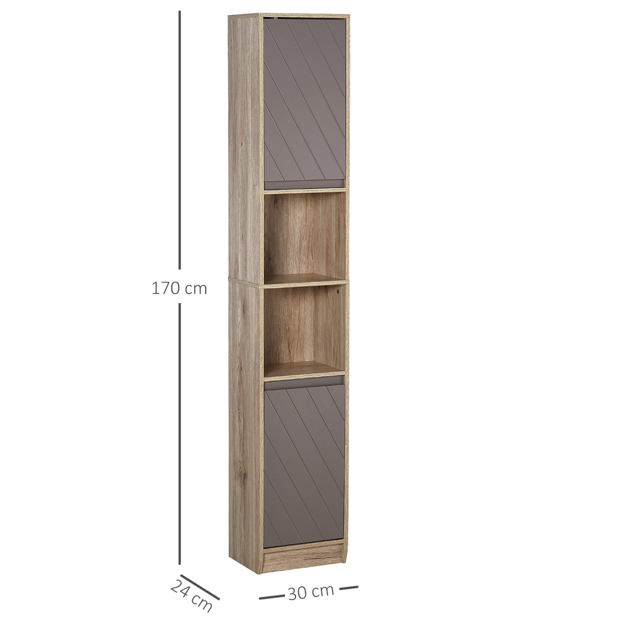 Elegant 170cm Slimline Freestanding Storage Cabinet with Adjustable Shelves