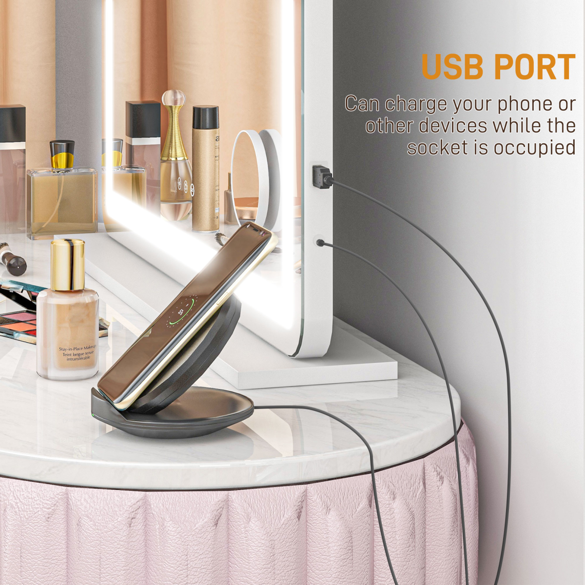 Illuminate Your Beauty: LED Vanity Mirror with 10X Magnification & USB