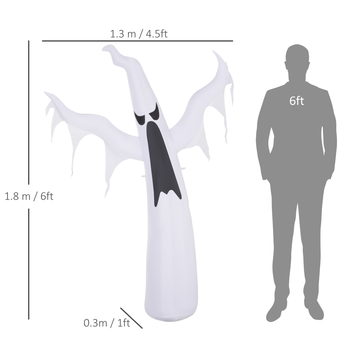 6FT LED Halloween Ghost Inflatable – Floating Outdoor Decor