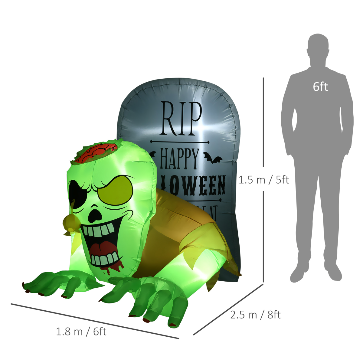 5ft Halloween Inflatable Ghost with LED Lights Outdoor Decor