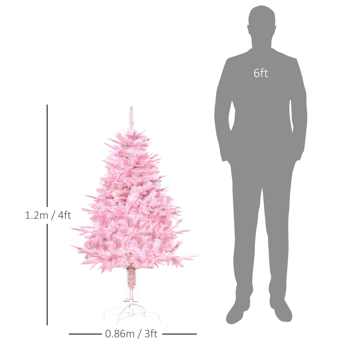 4ft Pink Artificial Christmas Tree - Auto Open, 341-Branch Full Look