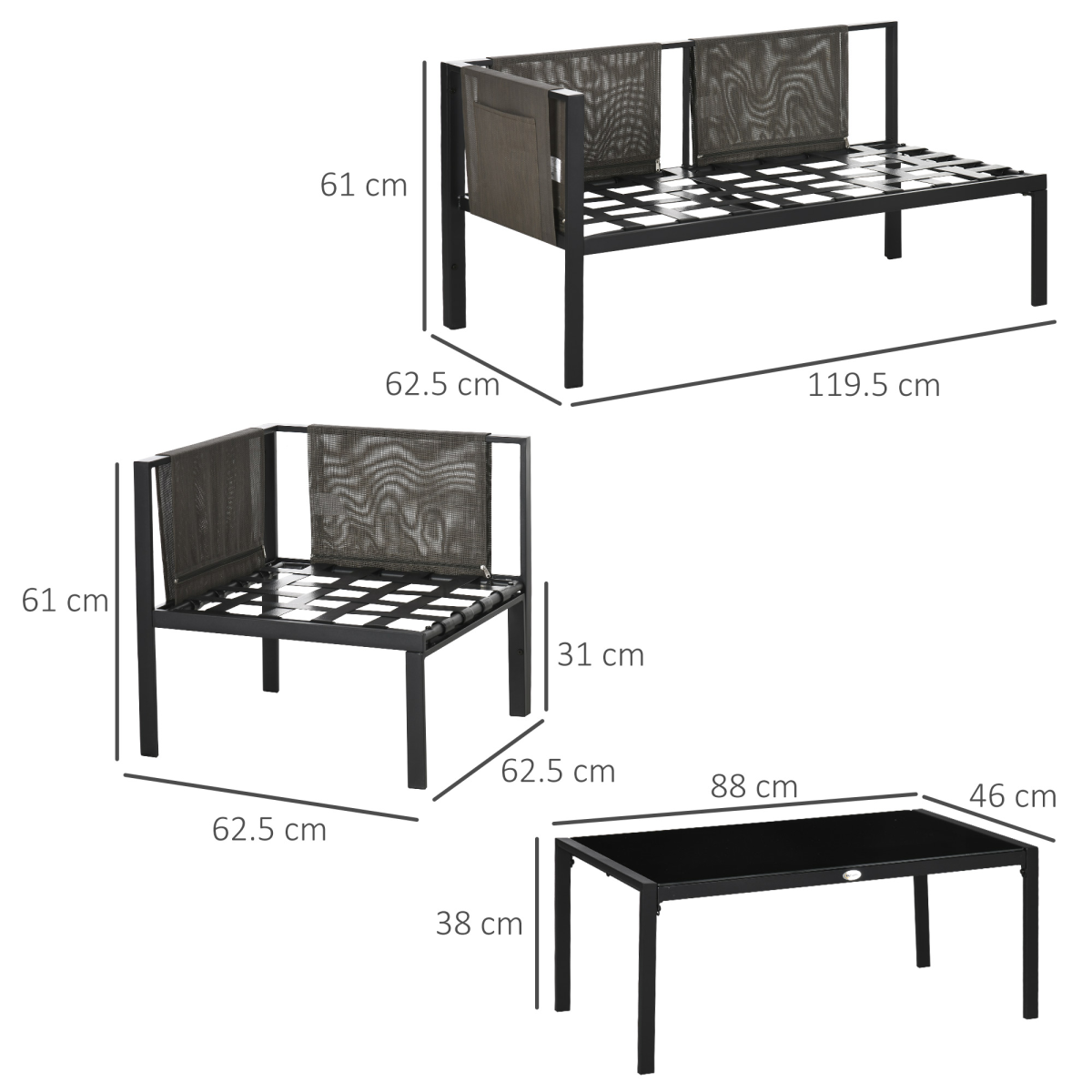 4-Piece Modular Garden Set: Corner or Linear Layout, Light Grey