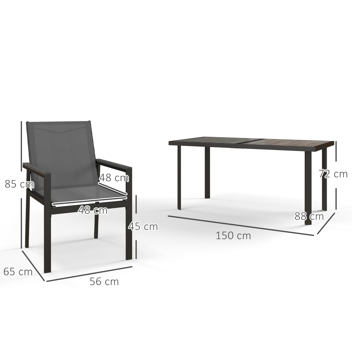 7-Piece Garden Dining Set with Glass Table, 6 Chairs, Grey