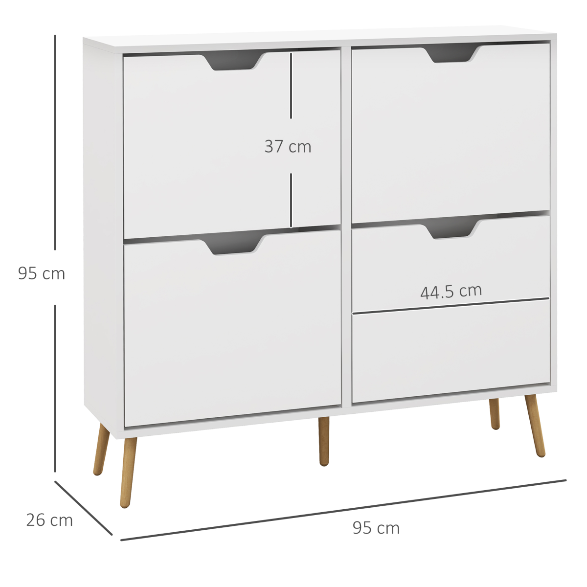 Stylish Shoe Storage Cabinet - 4 Flip Drawers for 16 Pairs, Modern White