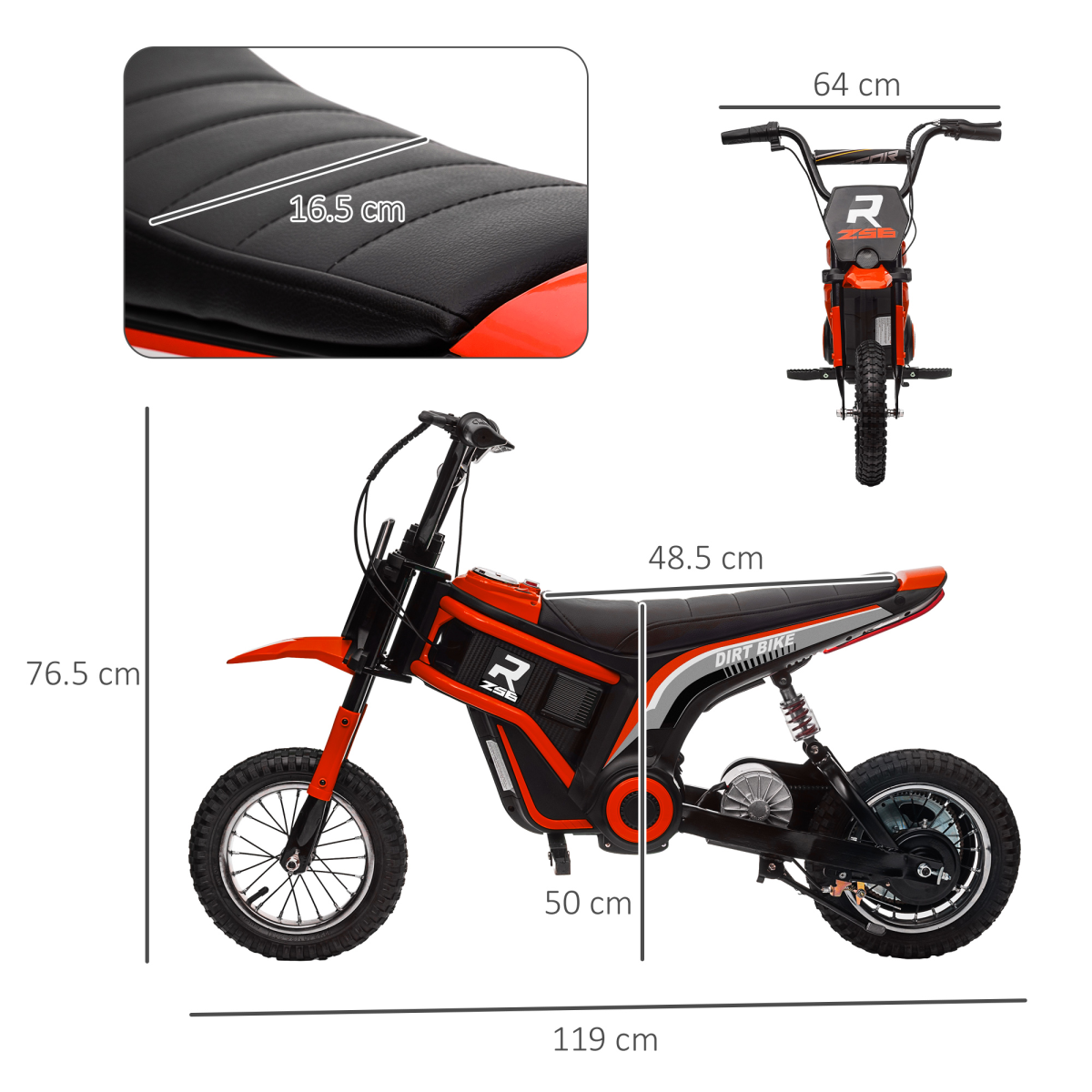 24V Kids Electric Motorbike - Twist Grip, Horn, Music & Lights, Red