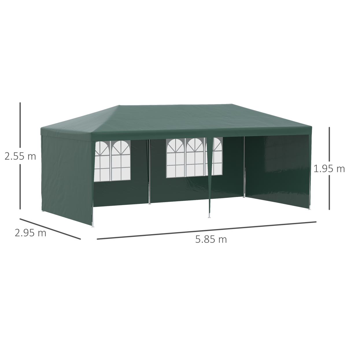 6m x 3m Garden Gazebo Tent with UV-Resistant Canopy, Open Front