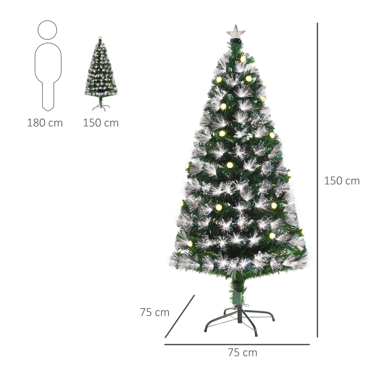 5ft White LED Christmas Tree, 90 LEDs, Star Topper, Tri-Base, Pre-Lit