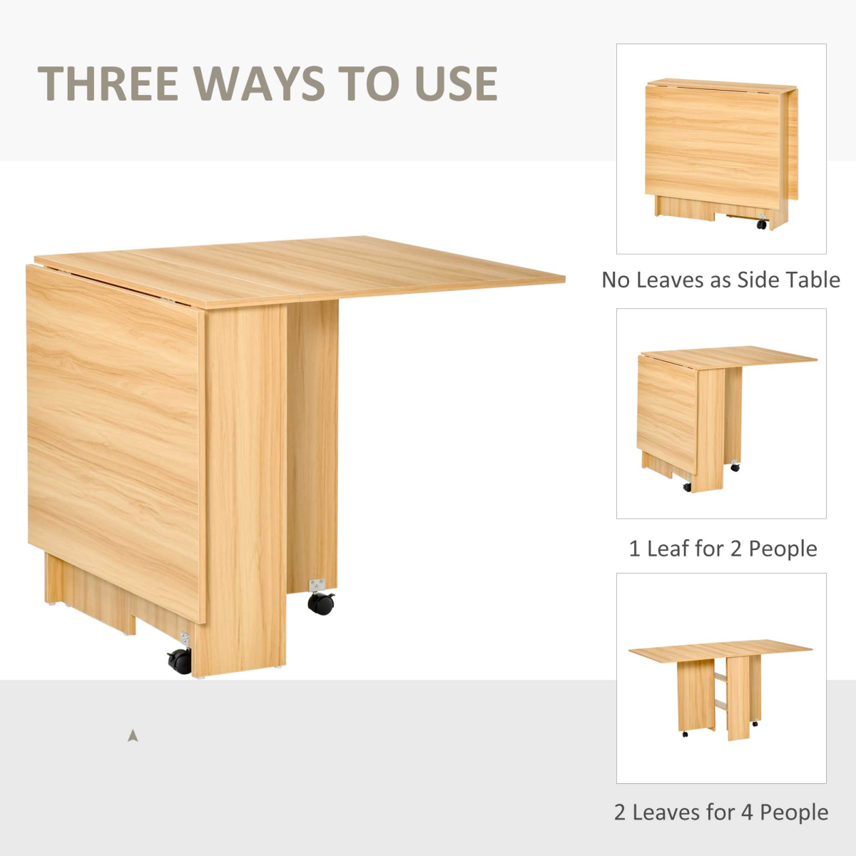 Space-Saving Foldable Dining Table with Convenient Storage Shelves