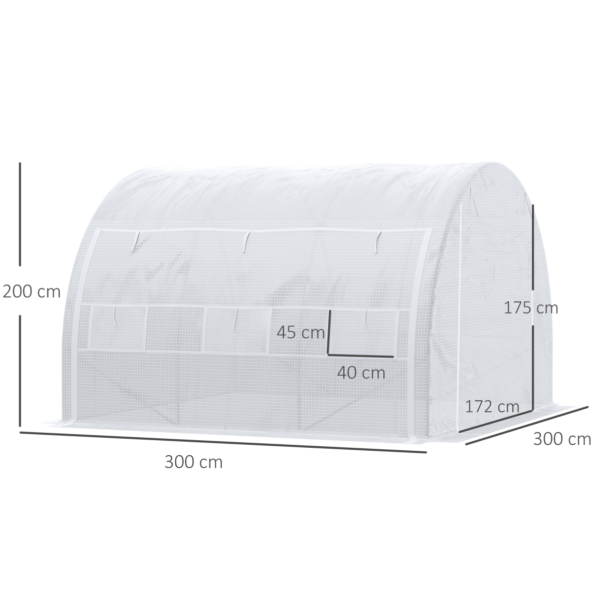 3x3x2m Walk-In Steel-Frame Polytunnel Greenhouse - White