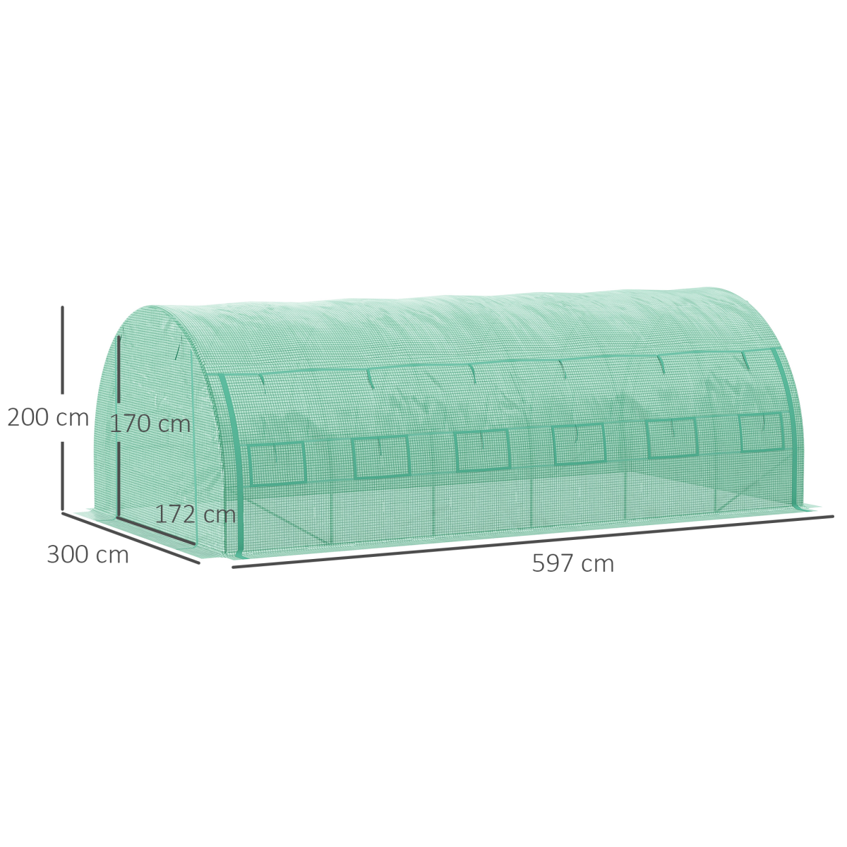 Sturdy 6x3x2m Greenhouse Polytunnel with Galvanised Steel Frame