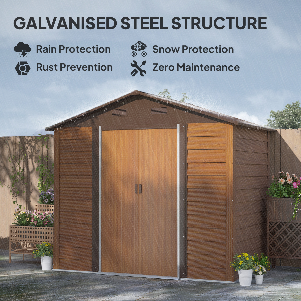 7.7x6.4ft Stylish Garden Shed with Sliding Door - Durable Storage Solution