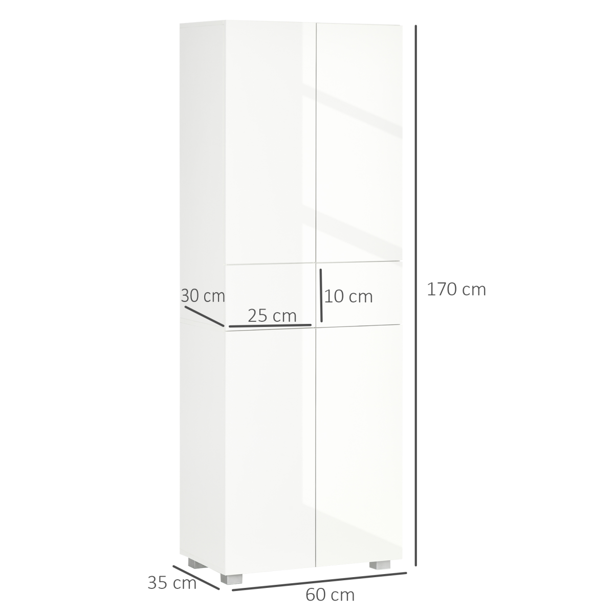 Elegant Freestanding 4-Door Kitchen Storage Cabinet with Adjustable Shelves