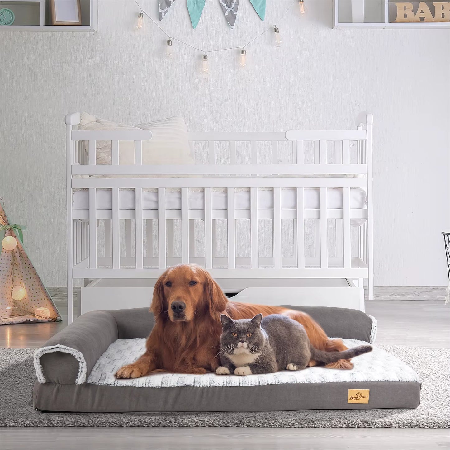 Luxurious Waterproof Plush Dog Bed & Cat Lounger - Self-Warming Foam, Machine Washable Cuddler for Ultimate Comfort