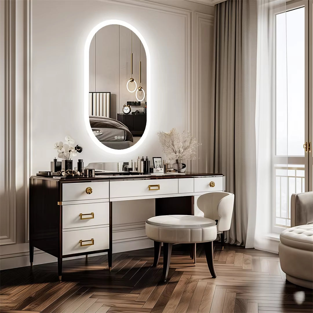 Waterproof Illuminate Bathroom Light Vanity Mirror Frameless Touch Screen Backlit Demist Wash Basin Mirror