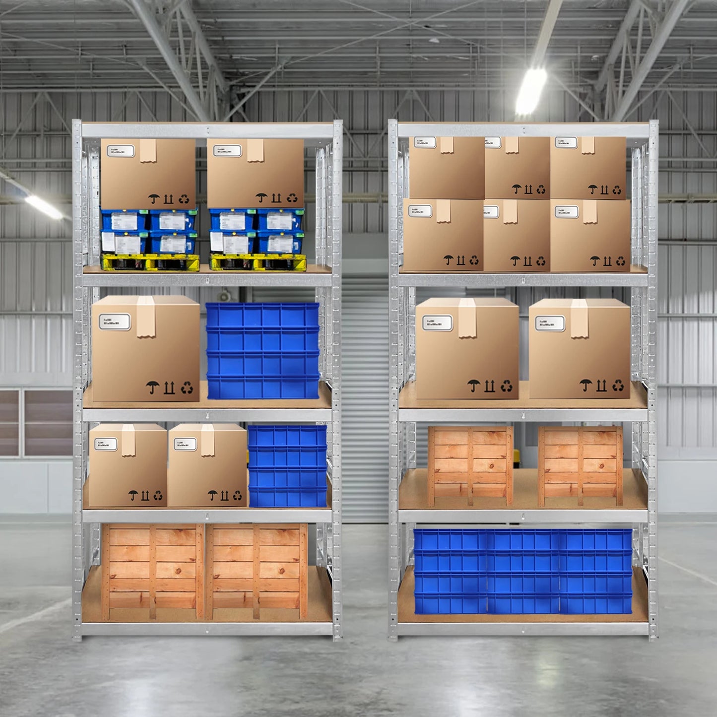 Heavy-Duty 5-Tier Galvanized Adjustable Shelf Racking Unit with 875KG Capacity 