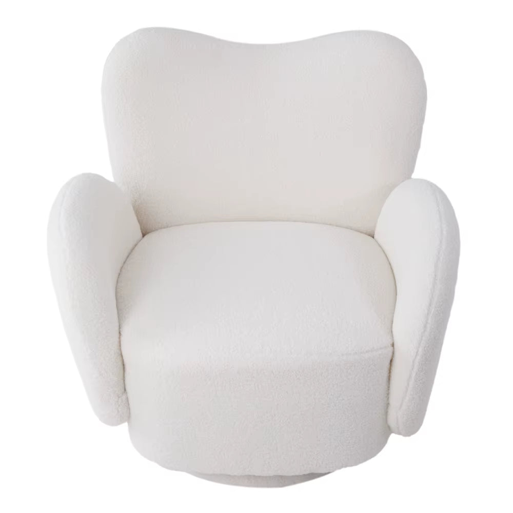360° Upholstered Teddy Fleece Swivel Chair for Bedroom Living Room and Makeup Room