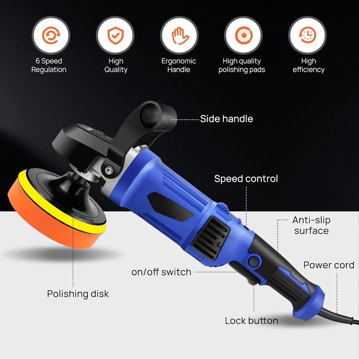 Youseahome Polisher Buffer Car Furniture Polishing Machines Electric Polisher Kit Rotary Car Polishers and Buffers 5000W 6 Speed