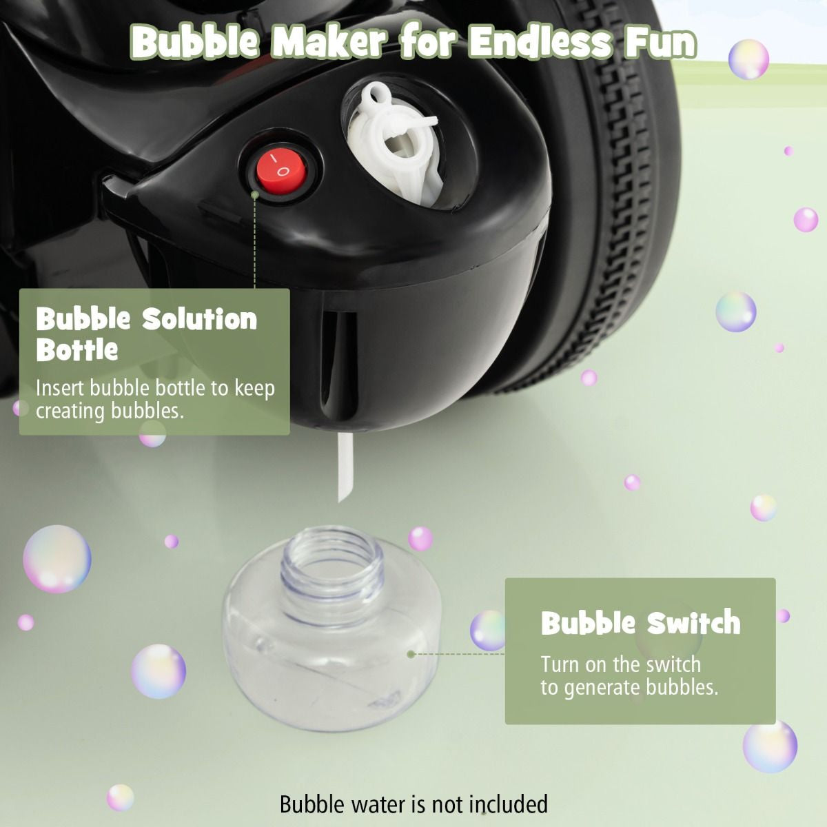 6V Electric Kid Ride on Motorcycle with Bubble Maker