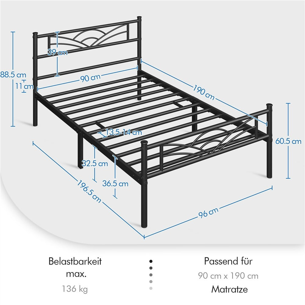 Single Metal Platform Bed Frame, Mattress Foundation with Cloud-inspired Design Headboard Easy Assembly