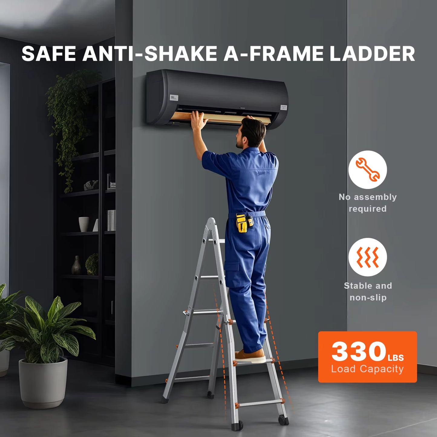 telescoping Ladder a Frame Compact Aluminum Extension Ladder Multi-Function Portable Collapsible RV Ladder for Homework
