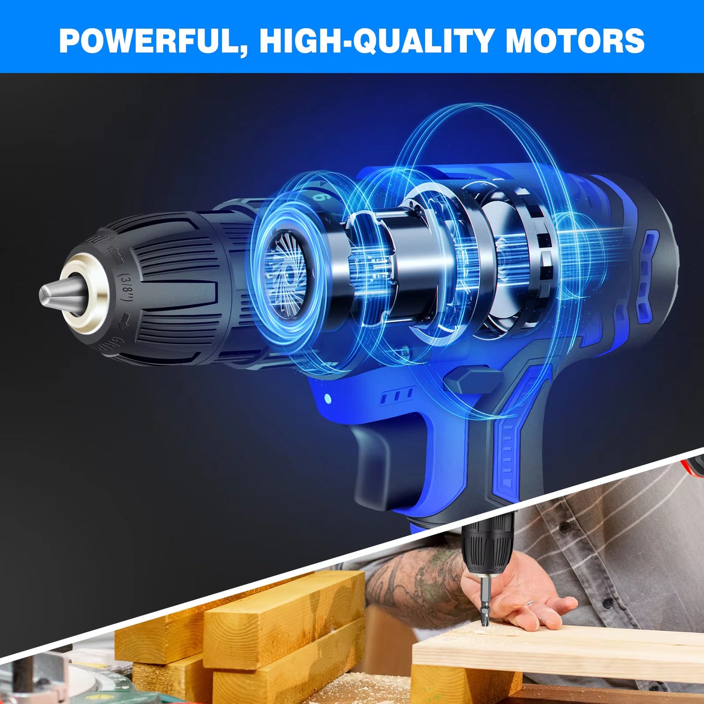 Powerful 21V Cordless Drill Driver - 1400RPM, 45Nm Torque, 2 Speed Settings, 25+1 Torque Levels, Includes 1500mAh Battery & Accessories