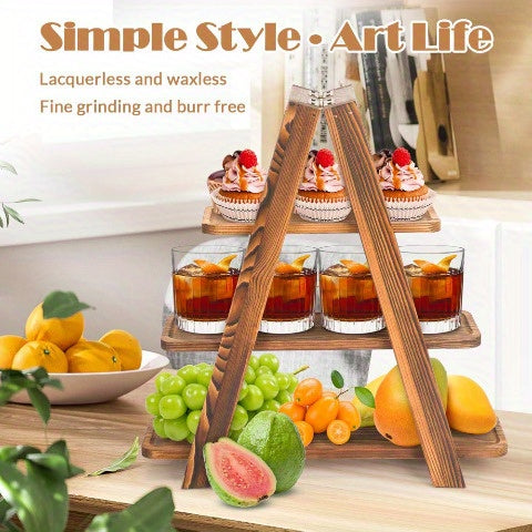 Wooden Double Dessert Table Display Set Rack 3 Tier Serving