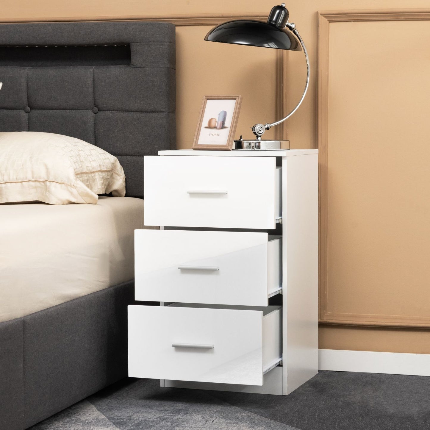 3-Drawer Wooden Dresser Cabinet with Anti-Toppling Device