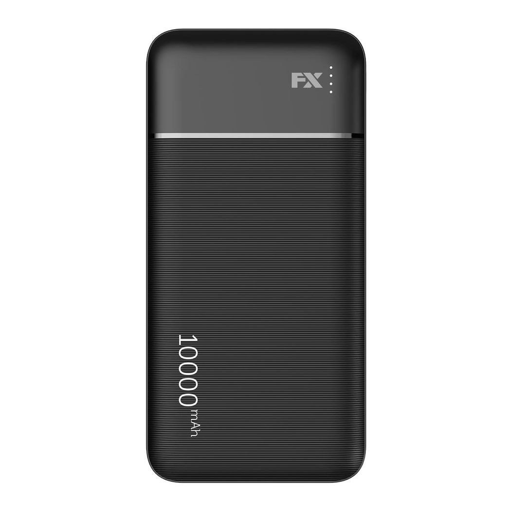 FX 10,000mAh Fast Charge Powerbank - Dual USB & Type-C, Sleek Black Design