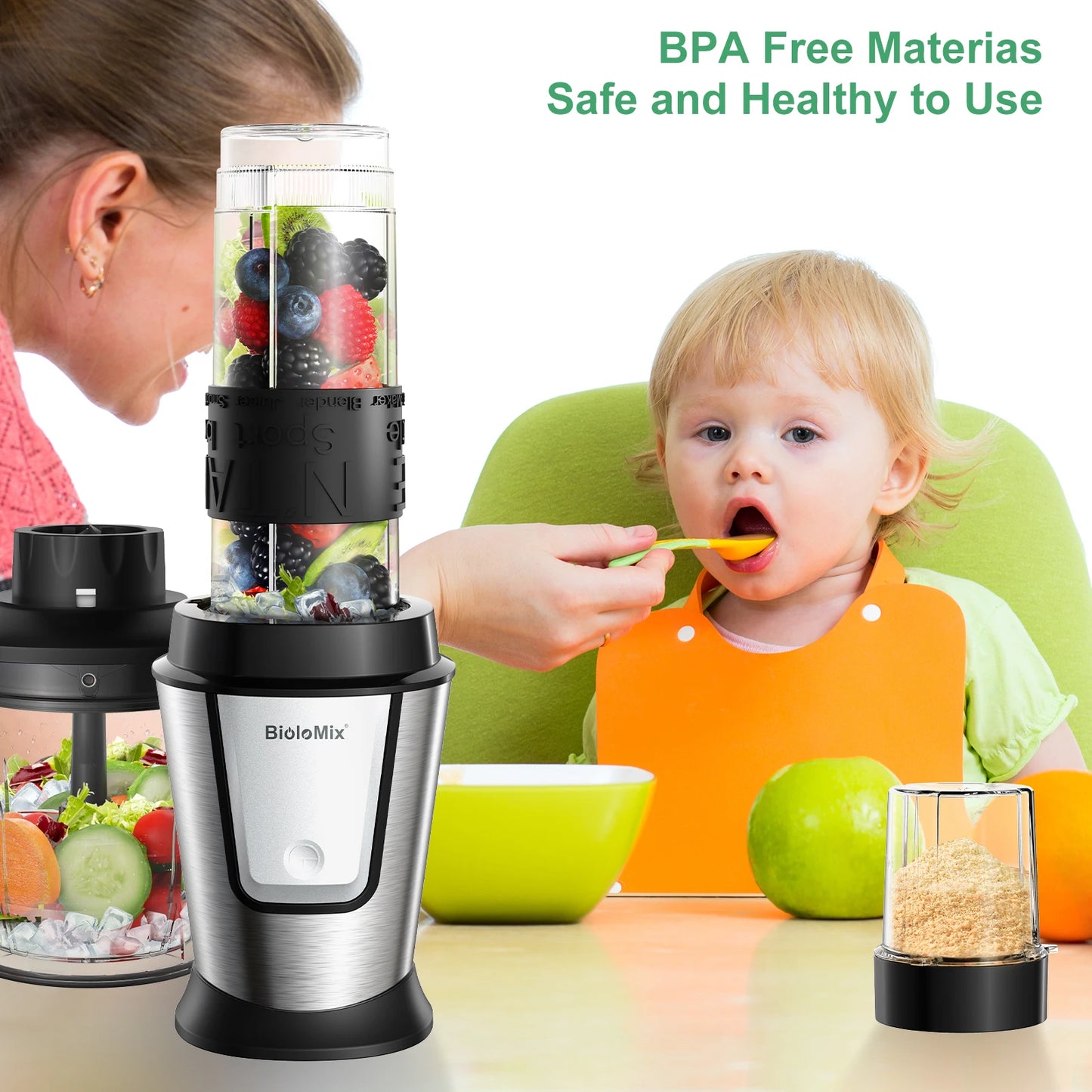 Versatile 3-in-1 Food Processor: 700W Portable Juicer, Blender, and Grinder for Smoothies and Chopping
