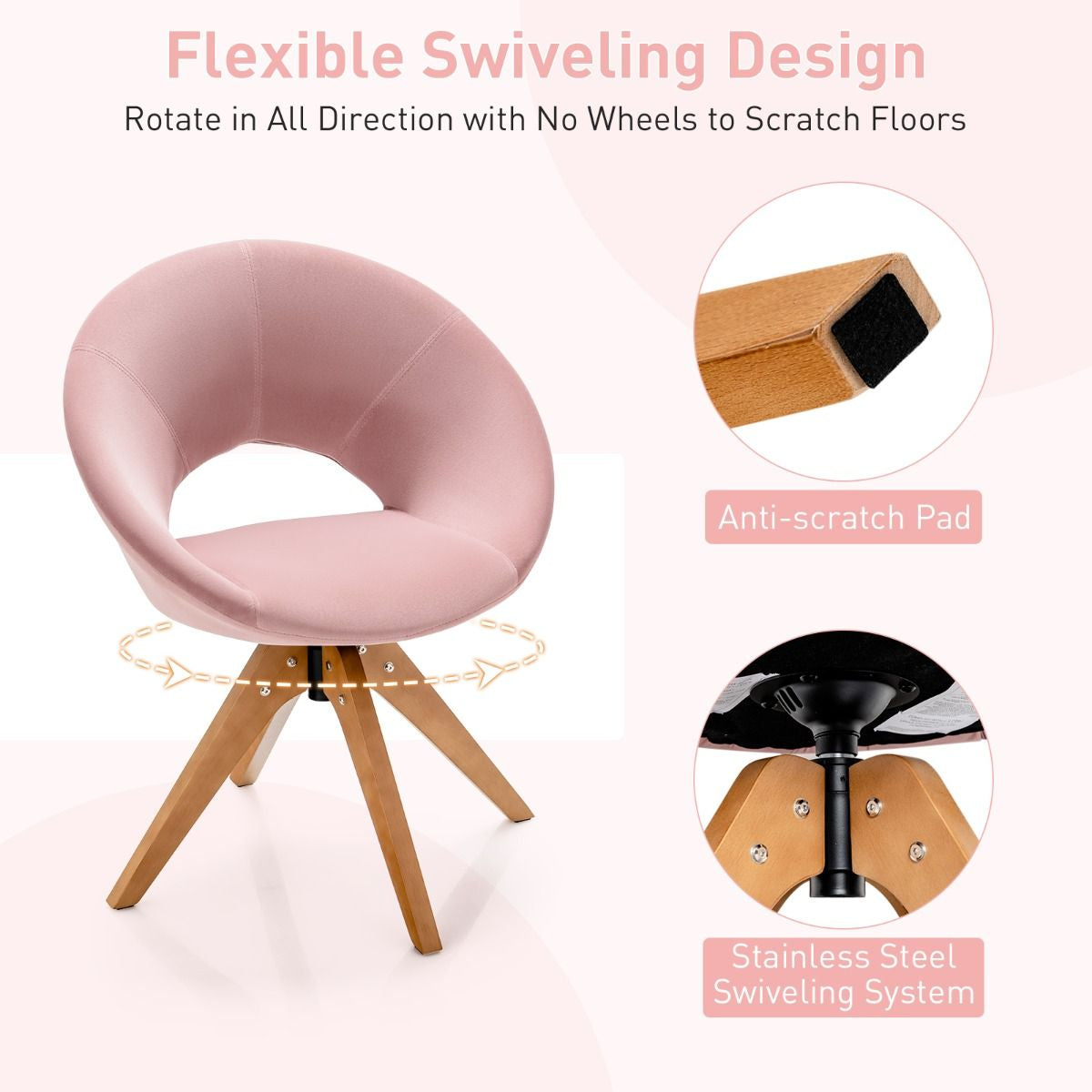 360° Swivel Velvet Accent Chair for Living Room, Bedroom and Office