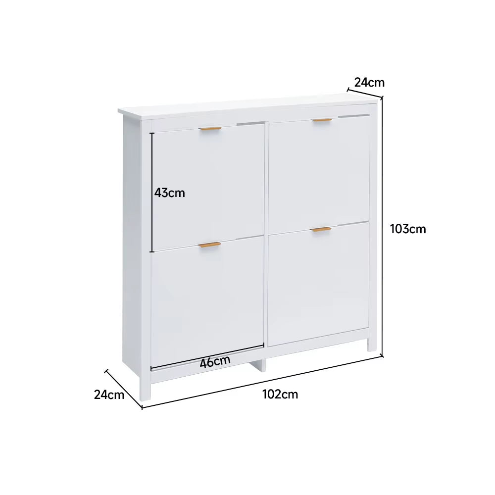 Livingandhome Flip down Wood Shoe Cabinet in White for Hallway, Mudroom or Entryway