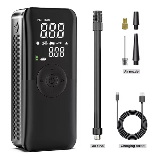 Ultimate Portable Rechargeable Air Pump - Cordless Tire Inflator for Cars, Bikes, and Sports Equipment