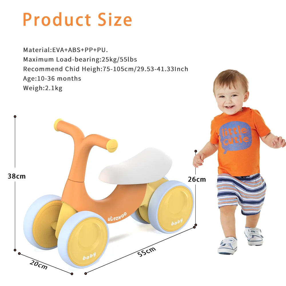 Baby Balance Bike Toys, Baby Walker, Toddler Balance Bike 10-36 Month Ride on Toy Birthday Gift with 4 Wheels,No Pedal